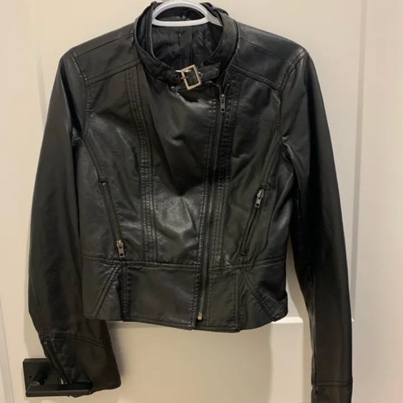 Faux-Leather Jacket, Black, Sz M - Picture 1 of 4